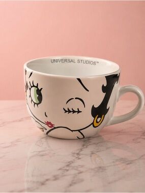 Betty Boop White Ceramic Mug with Black, Green & Red Accents
